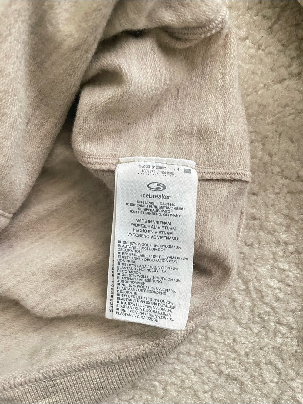 ICEBREAKER MERINO Wool Cream Tan Heathered Cream Zip-Up Hoodie Long Sleeve Women - Picture 4 of 5